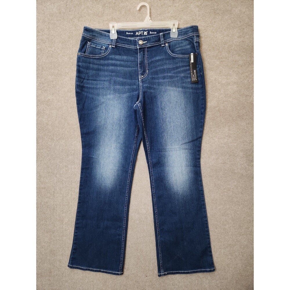 Apt 9 Bootcut Jeans Womens 18W Blue Medium Wash Embellished Stretch NEW